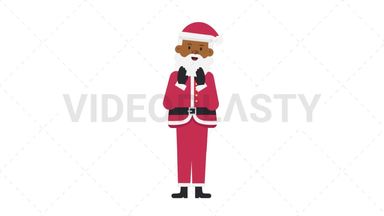 Black Santa Claus Clapping Stock Animation