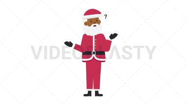 Black Santa Claus Confused Stock Animation