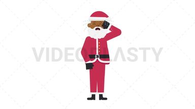 Black Santa Claus Crying Stock Animation