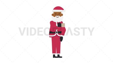 Black Santa Claus Drinking Coffee Stock Animation