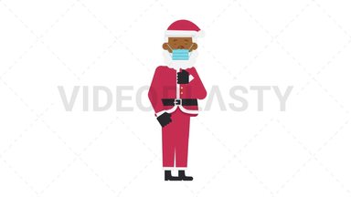 Black Santa Claus Face Mask Coughing Stock Animation
