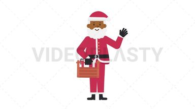 Black Santa Claus Holding Toolbox Stock Animation
