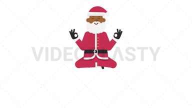 Black Santa Claus Meditating Stock Animation