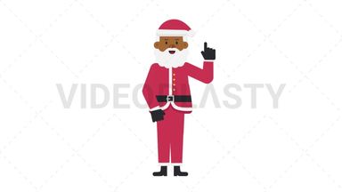 Black Santa Claus Pointing Above Stock Animation
