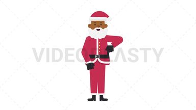 Black Santa Claus Pointing Below Stock Animation