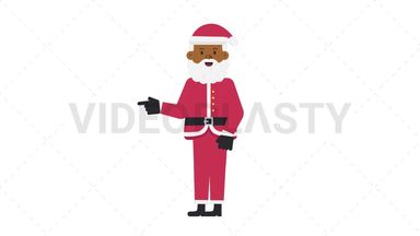 Black Santa Claus Pointing Left Stock Animation