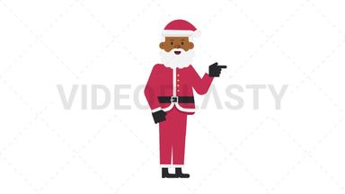 Black Santa Claus Pointing Right Stock Animation
