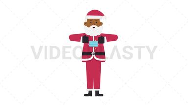 Black Santa Claus Putting on Face Mask Stock Animation