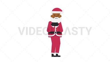 Black Santa Claus Scared Stock Animation