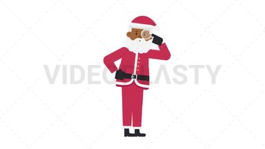 Black Santa Claus Searching with a Magnifying Glass Stock Animation