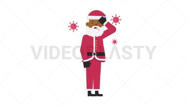 Black Santa Claus Sick with Covid Stock Animation