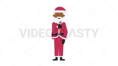Black Santa Claus Talking on Microphone Stock Animation