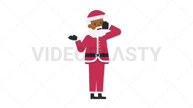 Black Santa Claus Talking on the Phone Angry Stock Animation