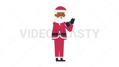 Black Santa Claus Using Phone Stock Animation