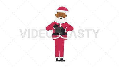 Black Santa Claus Using Tablet Happy Stock Animation