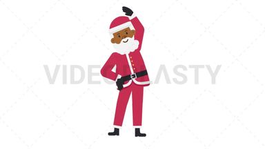 Black Santa Claus Warmup Exercise Stock Animation
