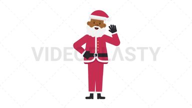 Black Santa Claus Waving Stock Animation