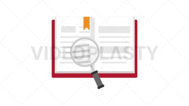 Book with Lens Flat Icon Stock Animation