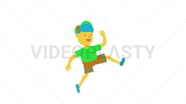 Boy Skipping Stock Animation
