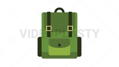 Camping Bag Flat Icon Stock Animation