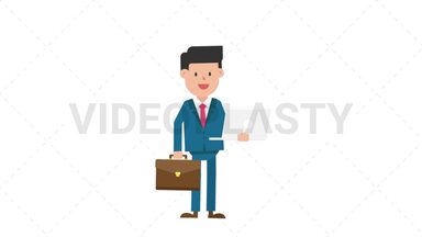 Corporate Man Holding a Laptop and Suitcase Stock Animation