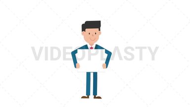 Corporate Man Holding a Whiteboard Stock Animation
