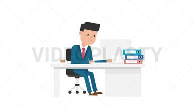 Corporate Man Serious at Work Stock Animation