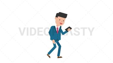 Corporate Man Walking Looking at His Cellphone Stock Animation