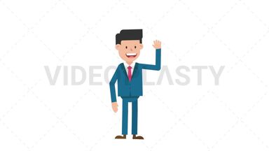 Corporate Man Waving His Hand Stock Animation