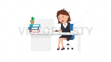 Corporate Woman Being Stressed at Work Stock Animation