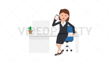 Corporate Woman Talking on the Phone Stock Animation