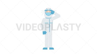 COVID-19 Personal Protective Equipment Crying Stock Animation
