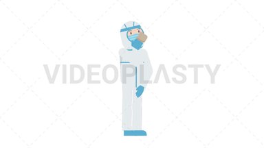 COVID-19 Personal Protective Equipment Drinking Coffee Stock Animation