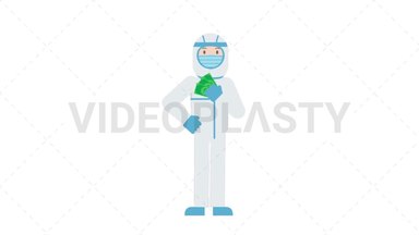 COVID-19 Personal Protective Equipment Holding Cash Stock Animation