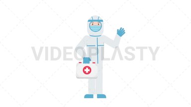 COVID-19 Personal Protective Equipment Holding First Aid Kit Stock Animation