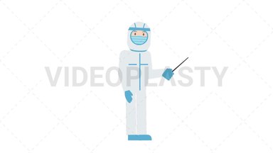 COVID-19 Personal Protective Equipment Holding Pointer Stick Stock Animation