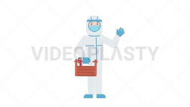 COVID-19 Personal Protective Equipment Holding Toolbox Stock Animation