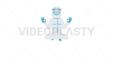 COVID-19 Personal Protective Equipment Meditating Stock Animation