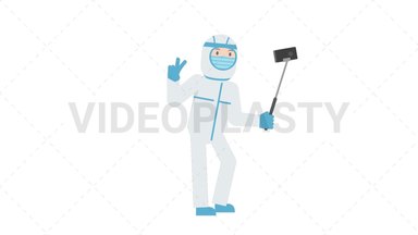 COVID-19 Personal Protective Equipment Selfie Stick Stock Animation