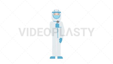 COVID-19 Personal Protective Equipment Talking on Microphone Stock Animation