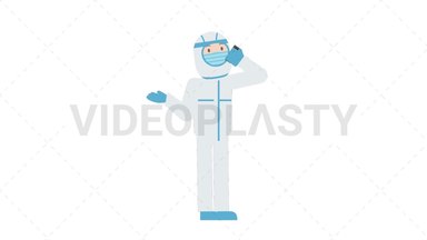 COVID-19 Personal Protective Equipment Talking on the Phone Happy Stock Animation
