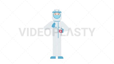 COVID-19 Personal Protective Equipment Using Disinfectant Spray Stock Animation