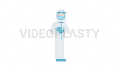 COVID-19 Personal Protective Equipment Washing Hands Stock Animation