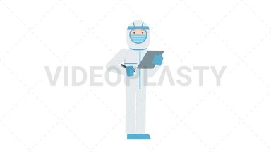COVID-19 Personal Protective Equipment Writing on Clipboard Stock Animation