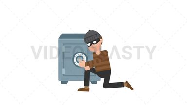 Criminal Opening Safe Stock Animation