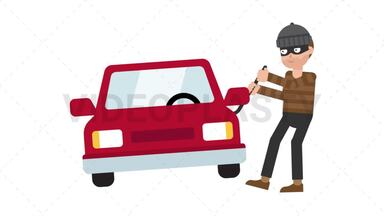 Criminal Stealing Car Stock Animation