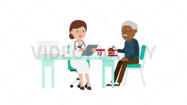 Doctor with Black Patient Consultation Stock Animation