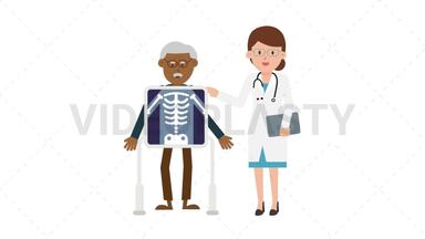 Doctor with Black Patient Xray Stock Animation