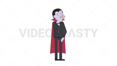 Dracula Drinking Coffee Stock Animation