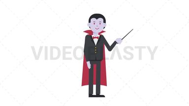 Dracula Holding Pointer Stick Stock Animation